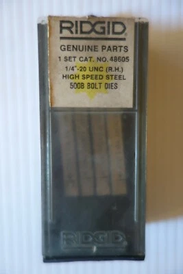 Genuine RIDGID 48605 1/4"-20 UNC RH High Speed Steel 500B Bolt Die Set - Image 1 of 3