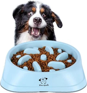 Dog Food Bowl Slow Feeder Large Small Pet Puppy Training Non Slip Plastic Health - Picture 1 of 24