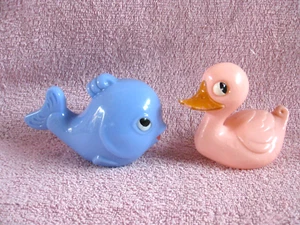 BABY RATTLES, VINTAGE PLASTIC FISH AND DUCK - Picture 1 of 8
