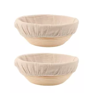 Set of 2 Bread Proofing Baskets 8.5 Inch Round Includes Liners for Baking - Picture 1 of 7