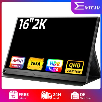 2K Portable Monitor, 16 Zoll Tragbarer Mobiler IPS Bildschirm QHD 2560*1600p HDR - Bild 1 von 4