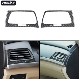 2x Dashboard Air Vent Outlet Carbon Fiber Cover Trim For Honda Accord 2008-2012 - Foto 1 di 16