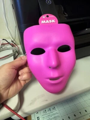 Máscara facial completa rosa cor sólida Amscan tamanho adulto acessório fantasia Halloween - Imagem 1 de 2