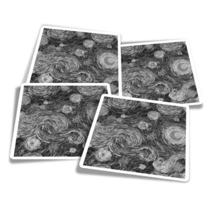4x Square Stickers 10 cm - BW - Moon Starry Sky Night Stars Art  #35953 - Picture 1 of 8