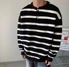Men's Fashion Winter Crew Neck Long Sleeve Casual Loose Stripe Kniting Sweaters