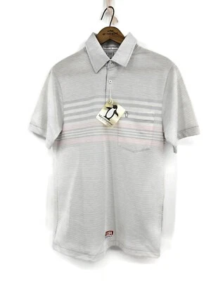 Camisa Polo de Golf De Colección Deadstock Munsingwear Para Hombres S Gris Rosa Rayas EE. UU. Nueva Foto 1 de 4