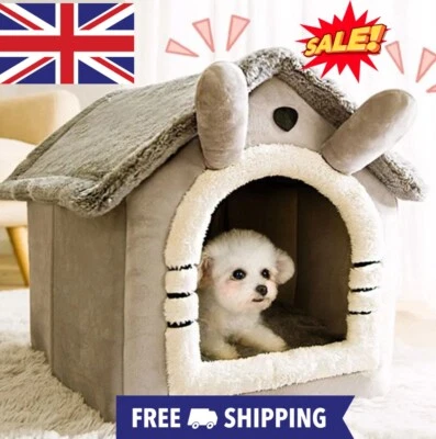 Pet Cat Kitten Dog Beds Igloo Fleece Bed Pyramid Cozy Washable Warm House Cave - Image 1 of 4
