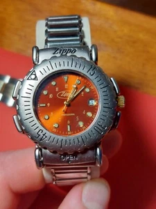 Zippo 39mm Vintage Quartz Wristwatch w Compass, Box and Orange Dial - Picture 1 of 7