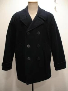 Men's M Daniel Cremieux Navy Blue Wool Blend Pea Coat Peacoat Anchor Buttons Vtg - Picture 1 of 17
