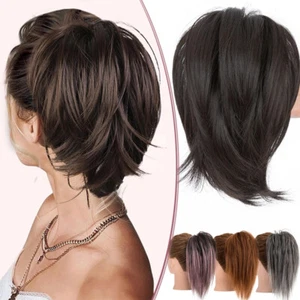 Messy Bun Scrunchie Hair Ponytail Claw Clip Updo Extensions as Human Thick Ombre - Picture 1 of 77