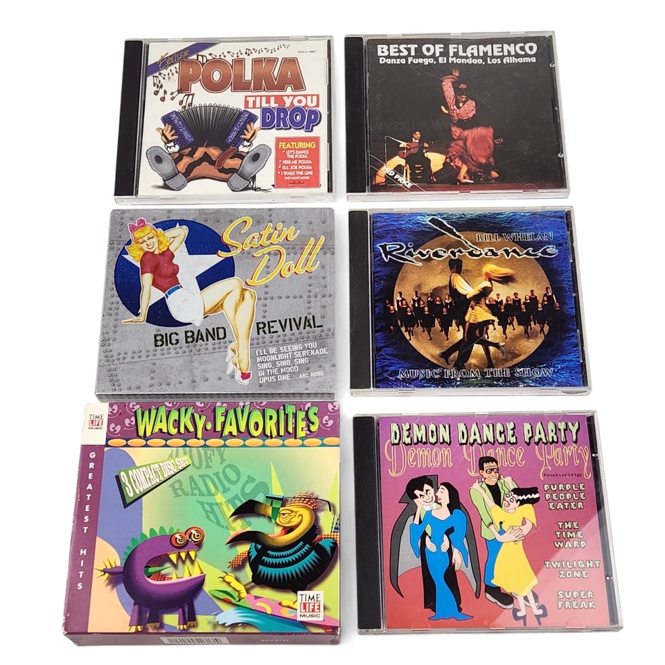 CD Lot of 6 Wacky Favorites Riverdance, Satin Doll, Polka, Flamenco, Demon Party Foto 1 de 4