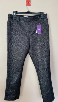 Pantalones de vestir originales Penguin para mujer de pierna recta negros dorados brillantes talla 6 Foto 1 de 4