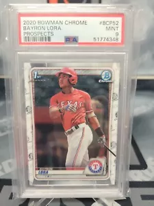 2020 Bowman Chrome Bayron Lora Prospect #BCP52 PSA 9 Mint Rangers - Picture 1 of 2