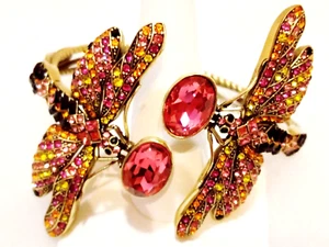 HEIDI DAUS "Dramatic Demoiselle" (Double Dragonfly/Sz. LG) Bracelet (Orig.$169.) - Picture 1 of 12