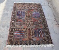 3x5 Ft Handmade Vintage Afghan Baluchi Wool Rug Antique Persian Tribal Area Rug