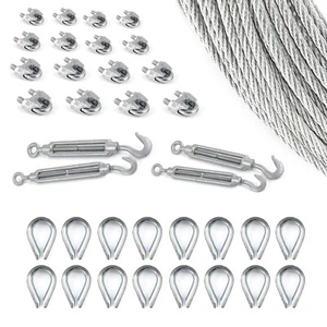 Drahtseil & Zubehör Draht Seil SET & Kauschen Klemmen Spannschrauben Spannsystem - Bild 1 von 9