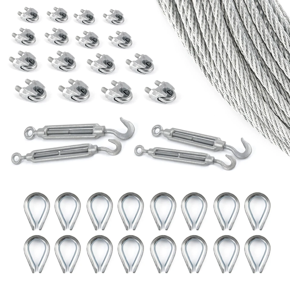 Drahtseil & Zubehör Draht Seil SET & Kauschen Klemmen Spannschrauben Spannsystem - Bild 1 von 1