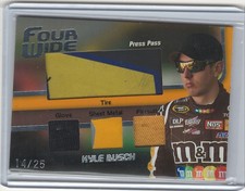 2008 PRESS PASS FOUR WIDE KYLE BUSCH M&M RU T/G/SM/FS CARD#FW-KB /25