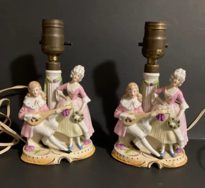 Antique German Porcelain Figural Boudoir Table Lamps 9 1/4 - Image 1 of 4