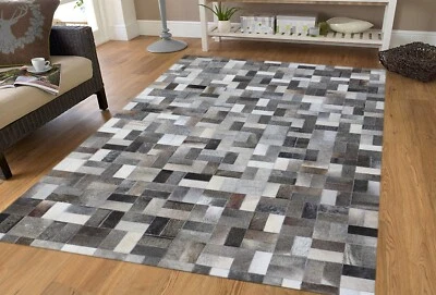 Colorromance New Handmade Leather Patchwork Cowhide Area Rug Living Room - Image 1 of 4