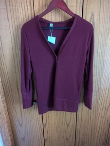 NWT Myobe Large Burgundy Cardigan Sweater Snap Closure - Picture 1 of 6