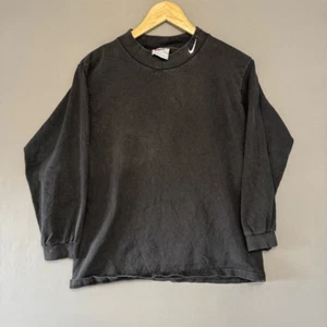 Vintage 90s Nike Faded Black Long Sleeve High Neck Shirt Size XL Kids White Tag - Picture 1 of 9