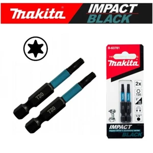 Makita Torx T20 Impact x2 Black Screwdriver Bits Torsion 50mm TX20 Driver Insert - Picture 1 of 15