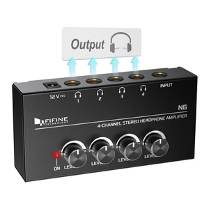 Fifine Headphone Amplifier 4 Channels Metal Stereo Audio Amplifier,Mini Earph... - Picture 1 of 9