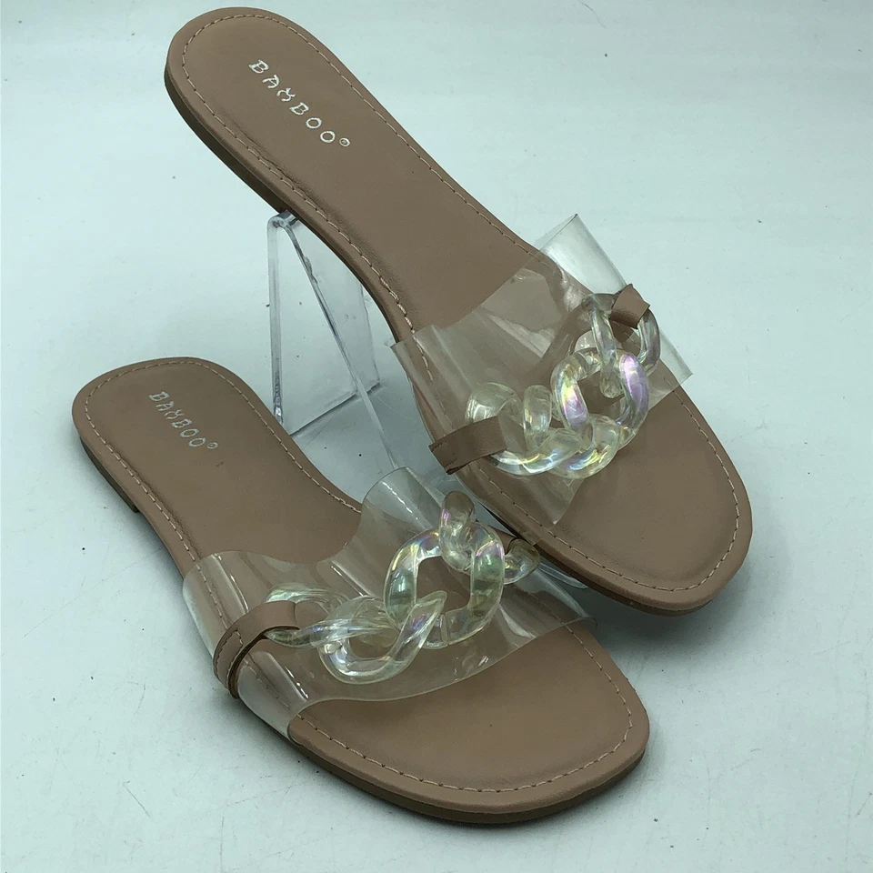 Sandalias de bambú para dama transparentes sin cordones punta abierta MUJERES talla 9 Foto 1 de 4