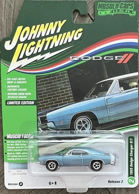 Johnny Lighting 1969 Dodge Charger R/T Muscle Cars США светло-голубой полиэтилен R2/VA - Изображение 1 из 2