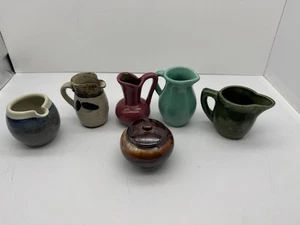 Lote Antiguo Mini Cremas Jarra Frijoles Olla Rústica Granja - Imagen 1 de 6