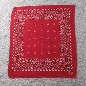 VTG Fast Color Bandana Men Handkerchief Red 17x15 Narrow Loom Selvedge Flower - Picture 1 of 17