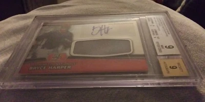 2012 BOWMAN Bryce Harper PLATINUM JUMBO RELIC AUTOGRAPH REFRACTOR BGS 9 AUTO 9 - Image 1 of 4
