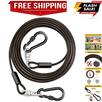 Cable de amarre de perro de alta resistencia para exterior, cable de corredor de perro de 30 pies con ho giratorio... Foto 1 de 4