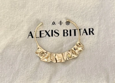 100% Authentic Alexis Bittar Thin Wavy Molten Gold Ruffle Cuff Bracelet - Image 1 of 4
