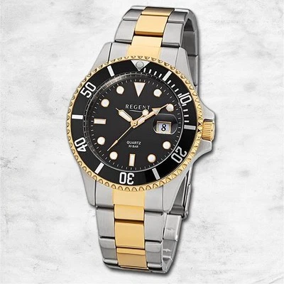 Regent Metallo Uomo Orologio da Polso Quarzo Argento Oro Cinturino IN URF1285 - Immagine 1 di 4