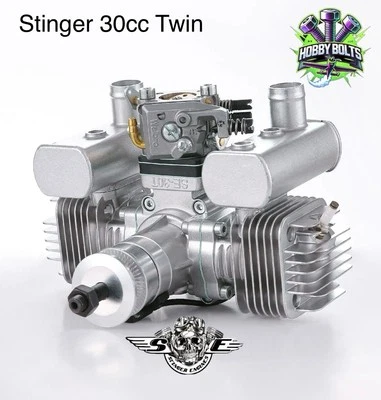 STINGER 30cc Twin Gas Two Stroke RC Model Airplane Engine. RCGF, Hobby Bolts. - Image 1 of 4