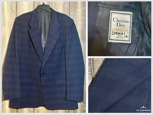 Christian Dior Le Connaisseur 44L Navy Plaid Blazer Made for Dillard's Vintage - Picture 1 of 11