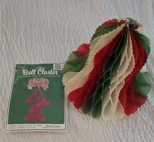 Vintage Glocke Waben Seidenpapier rot Weihnachtsdeko & einzelne Glocke - Bild 1 von 13