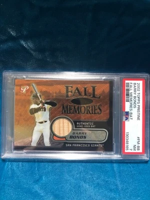 PSA 7 Pop 1 Barry Bonds 2002 Topps Pristine Fall Memories GU Bat FM-BB /425 SFG - Image 1 of 3