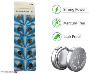 10 PCS LR1130 AG10 389 Alkaline Battery 1.5V Button Cell for Watch Calculator US - Picture 1 of 6