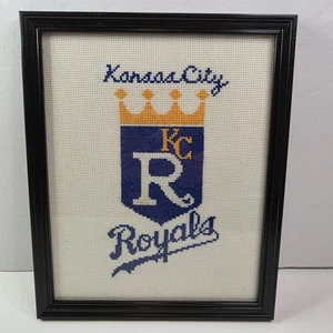 Vintage Kansas City Royals, Kreuzstich Nadelspitze gerahmtes MLB Baseball Bild - Bild 1 von 5