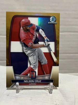 2023 Bowman Chrome Nelson Cruz Gold Refractor 07/50 WBC Dominican Republic - Image 1 of 2