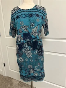 FUZZI Jean Paul Gaultier size S Lined Mesh Short Slv Midi Dress - Picture 1 of 10