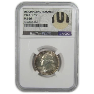 1943 D Washington Quarter MS 66 NGC Silver Bag Fragment SKU:I20493 - Picture 1 of 4