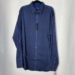 Van Heusen 2XLT Shirt Blue Plaid Button Down Long Sleeve NWT Work Casual - Picture 1 of 8