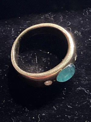 Bandring 18k Gold Smaragd Cabochon mit 2 Diamanten Rg 54 9g massiv - Bild 1 von 4