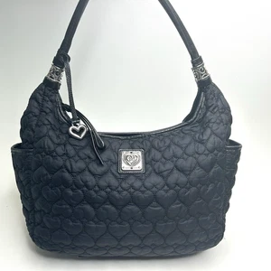 BRIGHTON Heart to Heart Kaylie Hobo BLACK Quilted Shoulder Bag - Picture 1 of 11