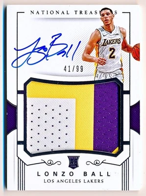 2017-18 National Treasures Lonzo Ball RPA Patch Auto Rc #102 (41/99) - Image 1 of 2