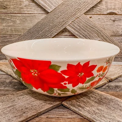 Vintage Gibson Home, New Poinsettia, Fine Ceramic Serving Bowl-9.25”-#135923.01 - Image 1 of 4